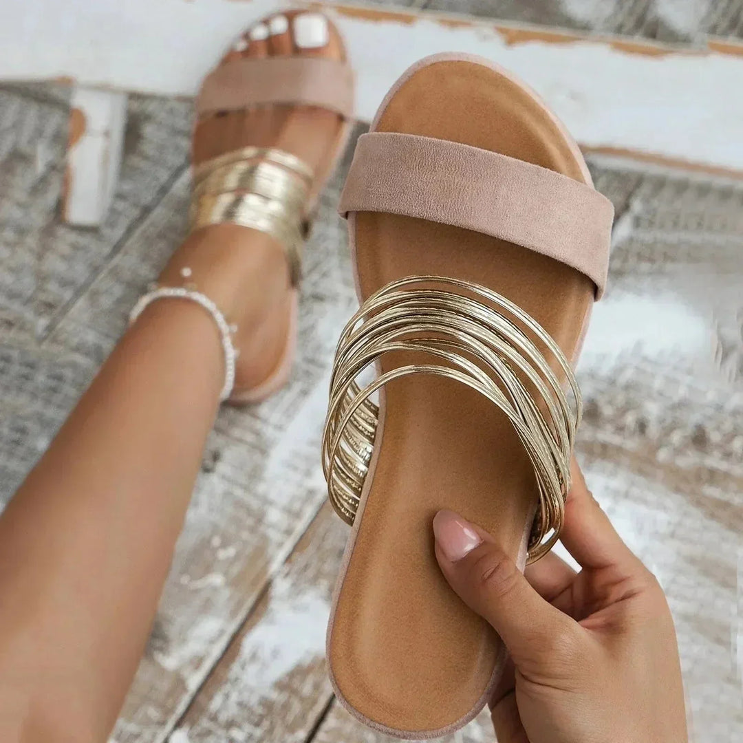 Ein Paar Amelie Damensandalen, elegante Riemchensandalen für Sommer Mode und täglichen Gebrauch.