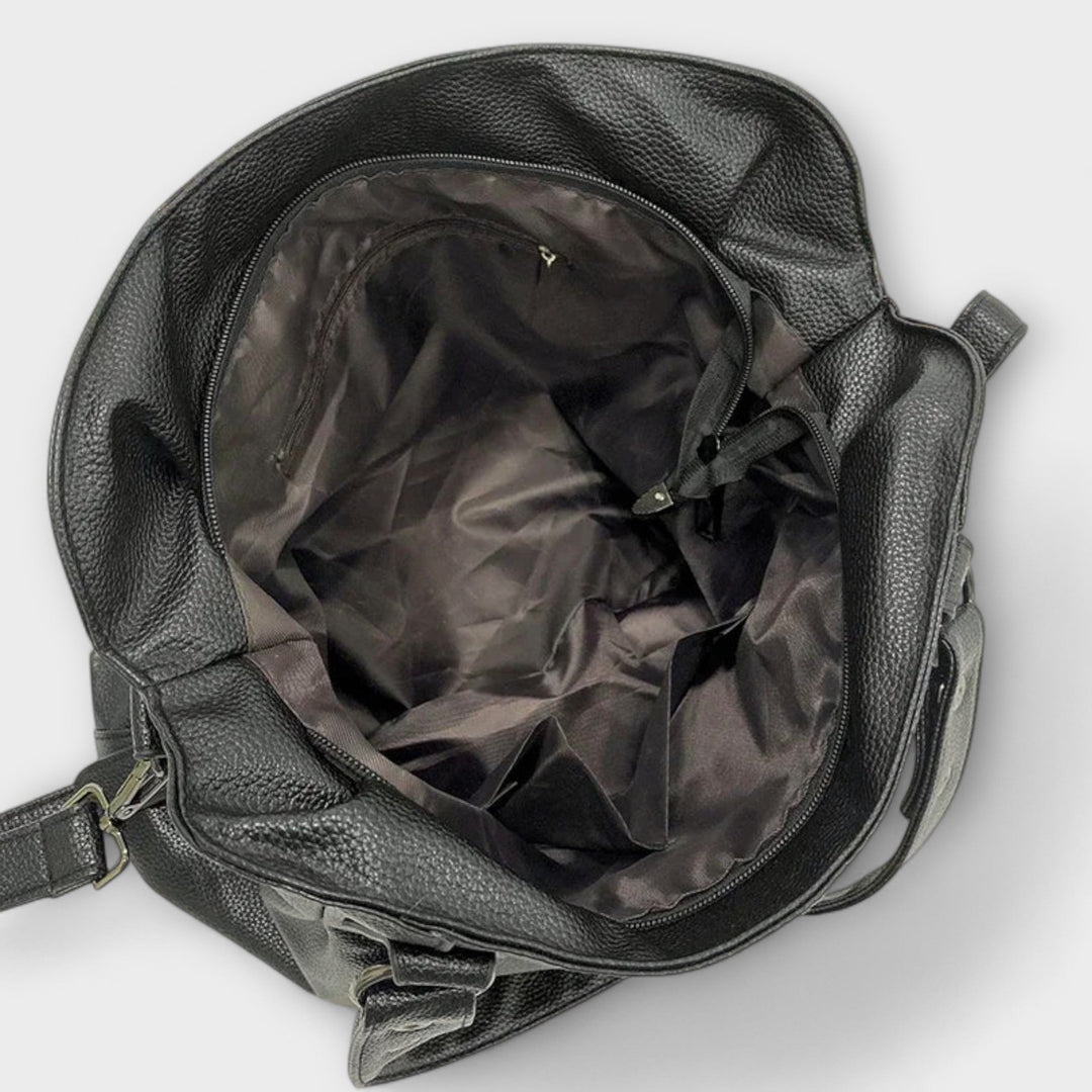 Stilvolle schwarze Damen Hobo-Tasche, modische Handtasche und praktische Alltagstasche.