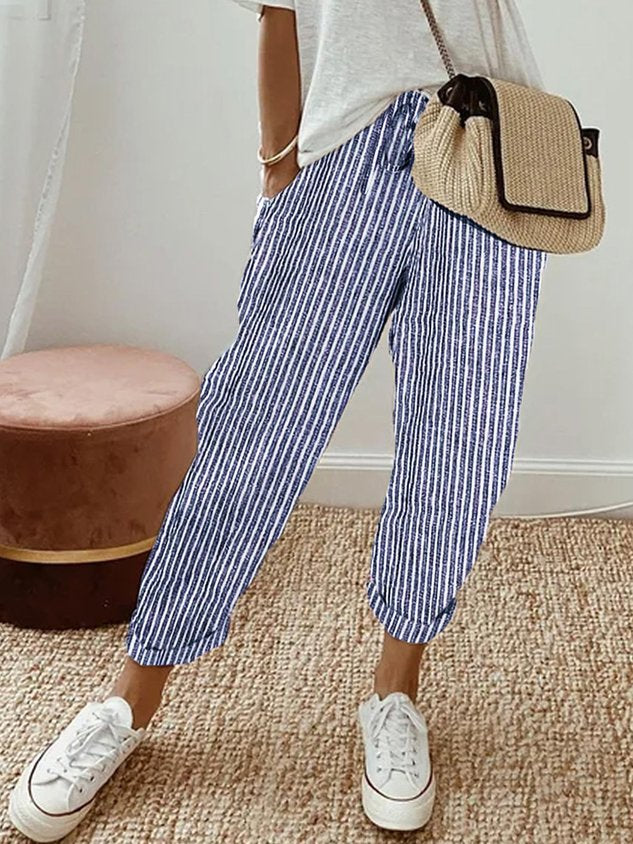 Atmungsaktive & schweißhemmende Damen High Waist Hose, elegant und leicht. Eine komfortable Sommerhose.