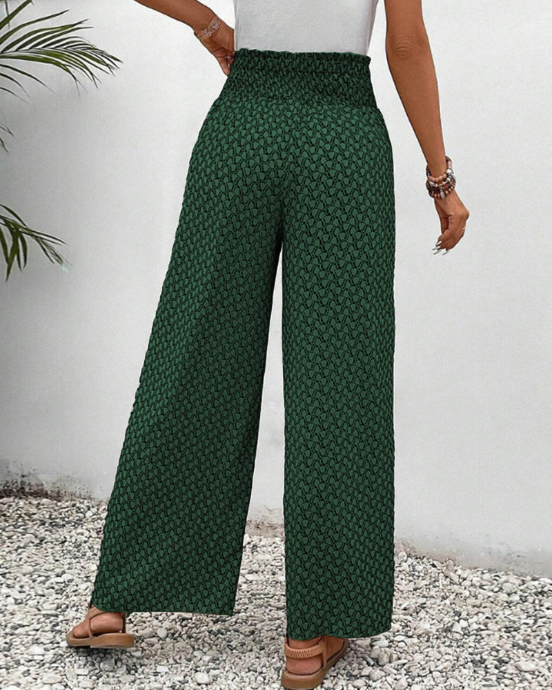 Damen Hose mit weitem Bein, hoher Bund. Schwarz, rot oder grün. Ideal für elegante & komfortable Business-Looks.