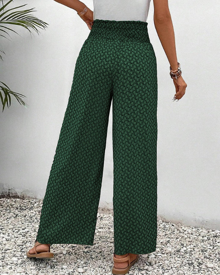 Damen Hose mit weitem Bein, hoher Bund. Schwarz, rot oder grün. Ideal für elegante & komfortable Business-Looks.