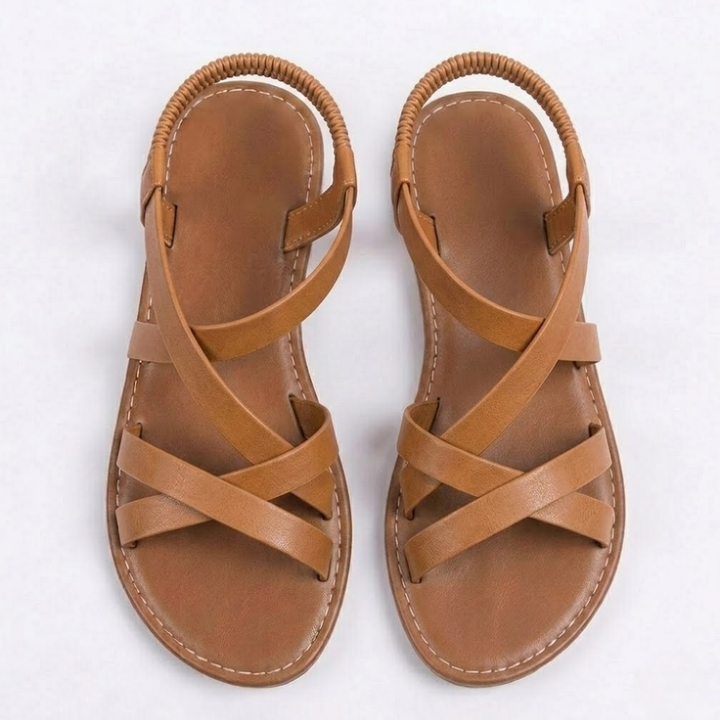 Elegante Damen Sandalen flach mit feinen Riemchen & verstellbarem Knöchelriemen. Perfekt für Sommer & Freizeit.