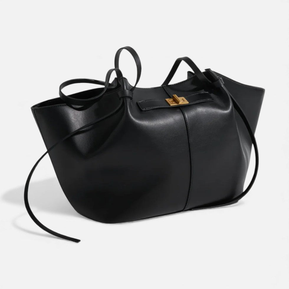 Schwarze elegante Damen Shopper-Tasche aus Kunstleder, geräumig und stilvoll für den täglichen Gebrauch.