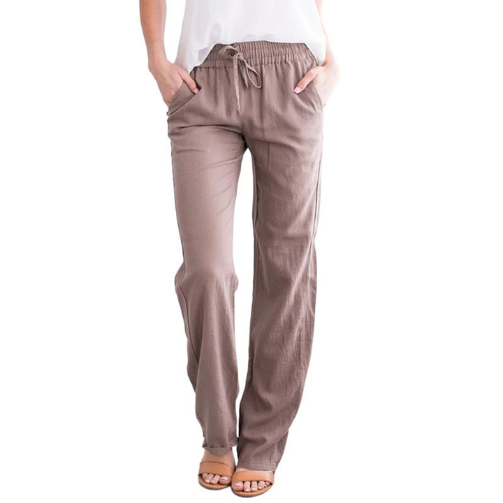 Elegante Damen-Sommerhose kombiniert. Leichte, atmungsaktive Freizeithose für Damenmode Frühling/Sommer.