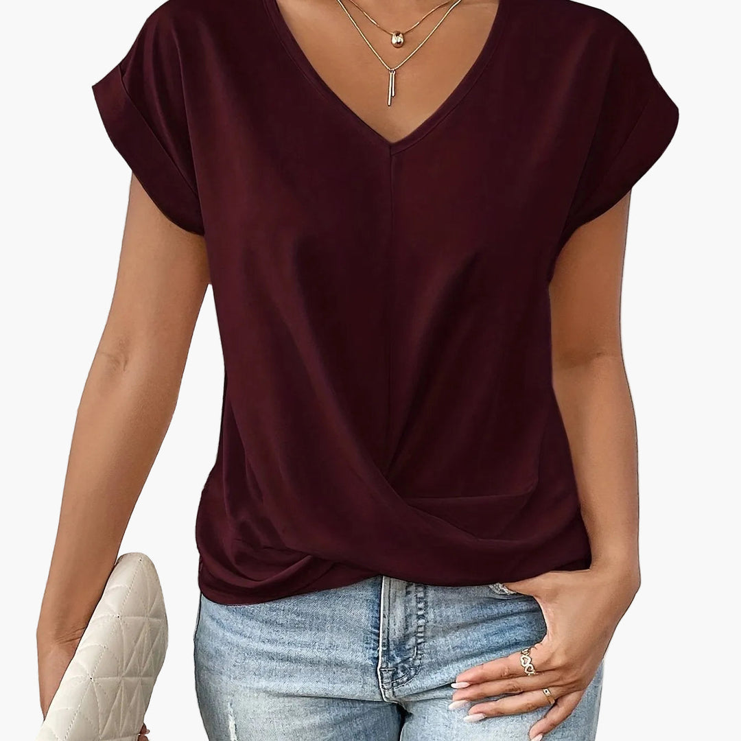 Schmeichelhafte Damen Wickelbluse mit V-Ausschnitt, Langarm, für elegante Business- & Freizeitlooks.