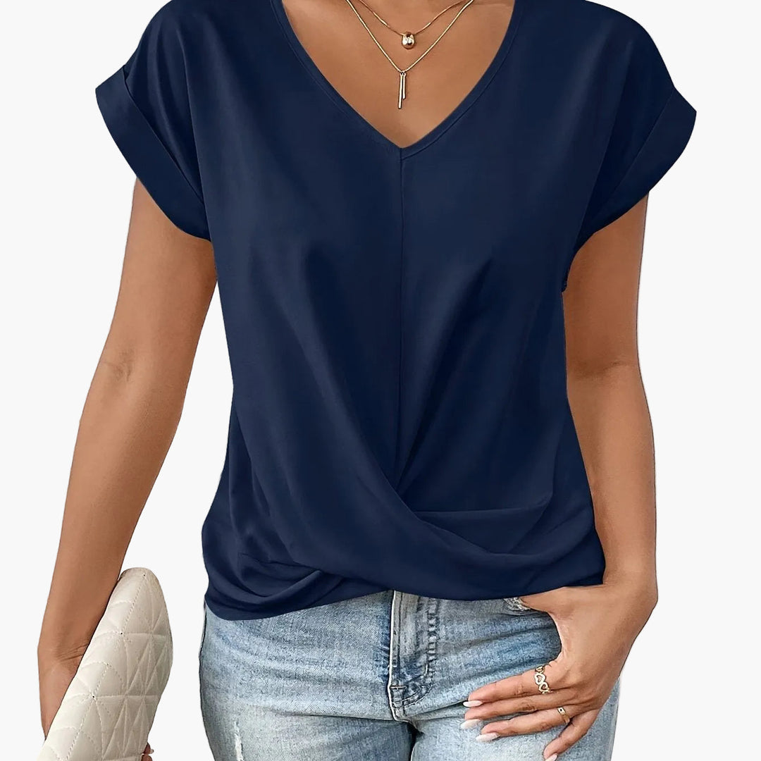 Dynamische Damen Wickelbluse mit V-Ausschnitt, Langarm. Perfekte Bürokleidung und Freizeitbluse.