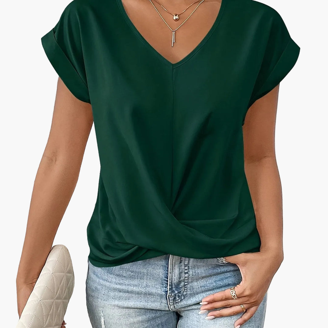 Stilvolle Damen Wickelbluse mit V-Ausschnitt, Langarm. Ideales Business Casual Oberteil.