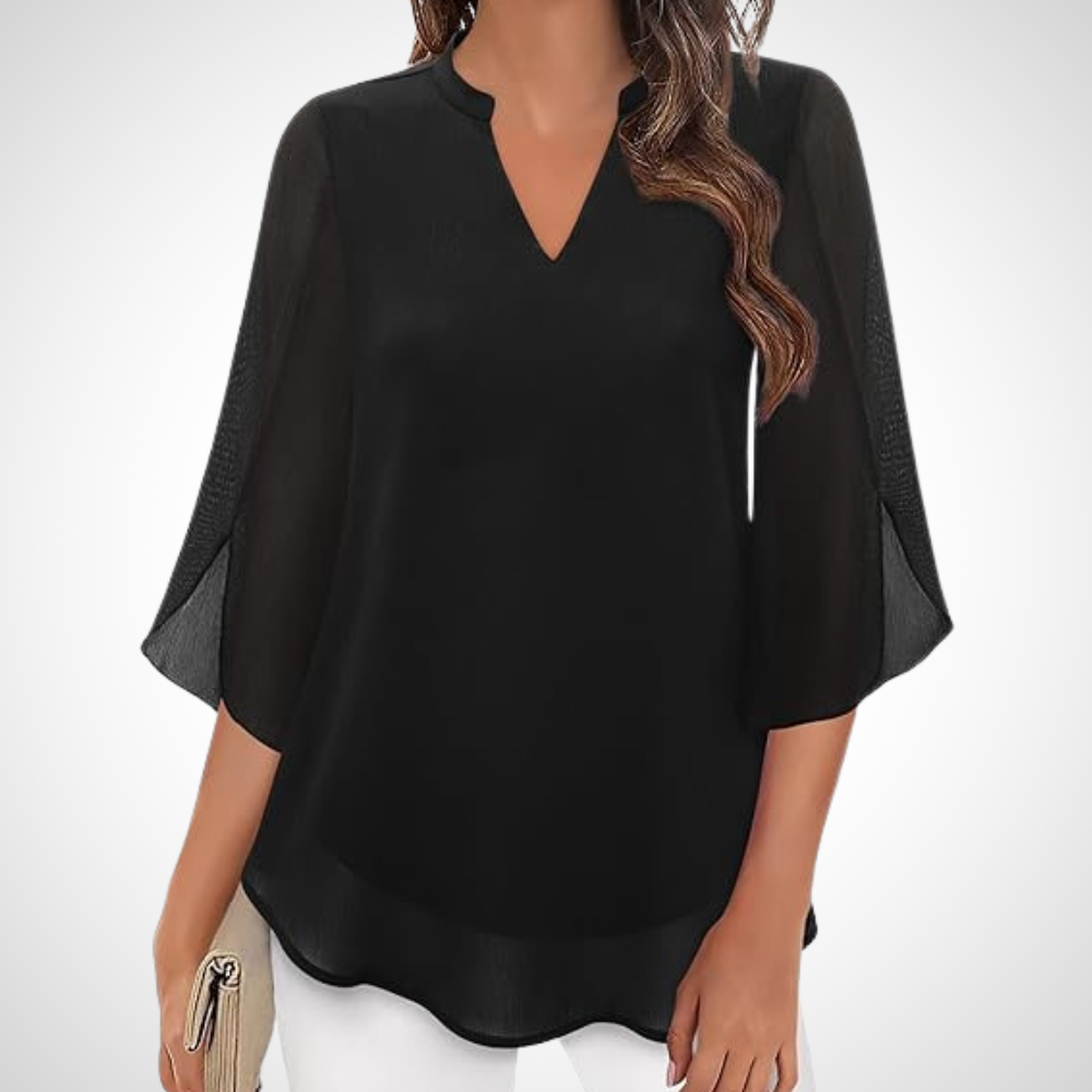 Elegante Damenbluse im Lagenlook. Zeitloses Design für Business & Freizeit mit hohem Komfort.