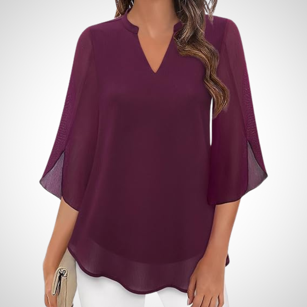Fließende Lagenlook-Damenbluse. Chic & bequem, ideal für Büro und Alltag. Vielseitig kombinierbar.