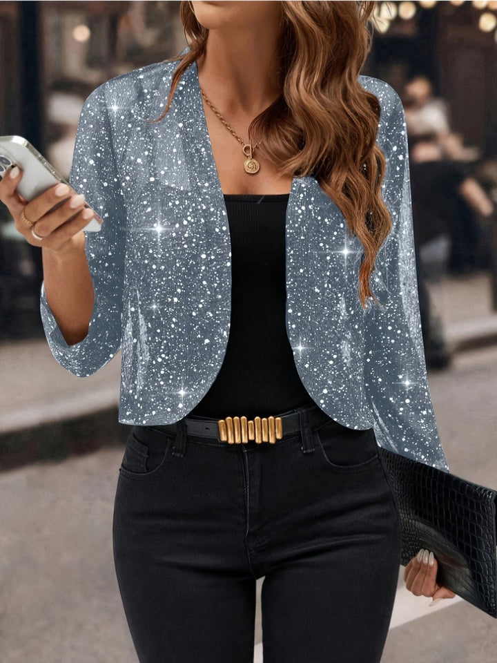 Elegante Damenjacke mit Glitzer-Effekt, schimmernd und stilvoll für jeden besonderen Moment.