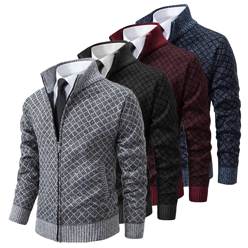 Klassische Herren Jacke mit Stehkragen, stilvoll und zeitlos. Perfekt als Herbst- oder Freizeitjacke für Herren.