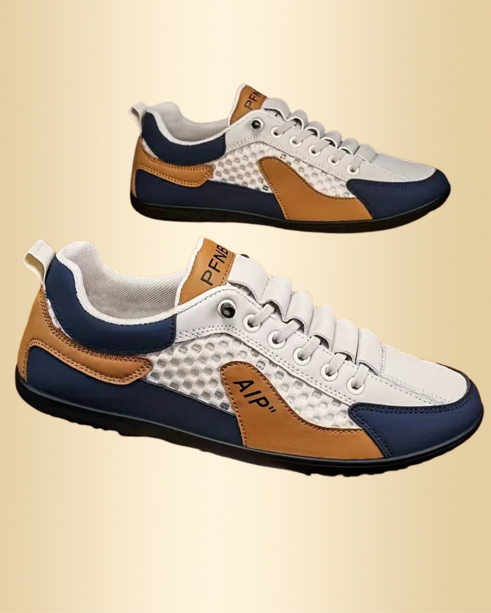 Beige Herren-Sneaker, leicht & atmungsaktiv, ideal für Sport und entspannte Freizeitaktivitäten.