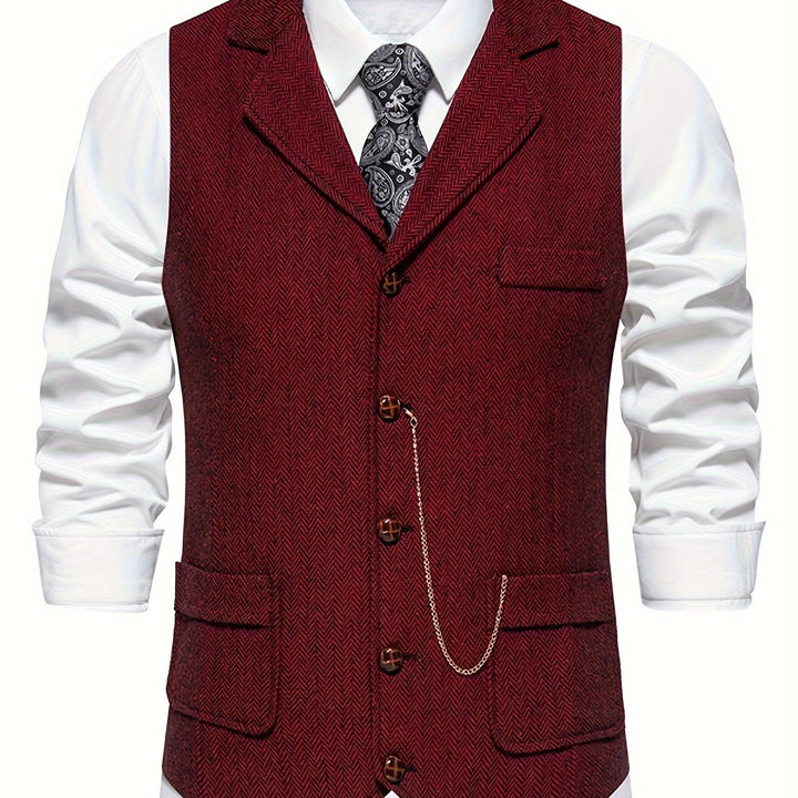 Moderne Herrenweste mit eleganten Details, geeignet für Business & festliche Events.