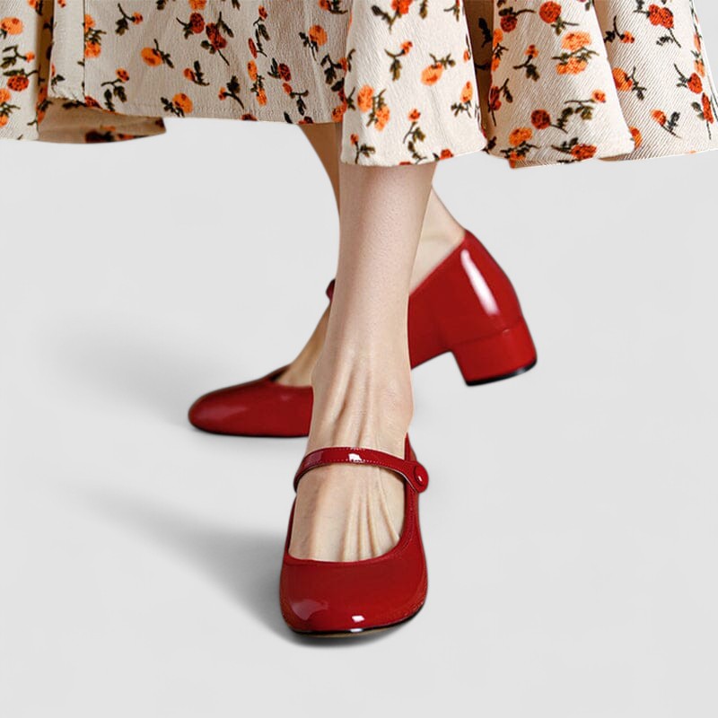 Schwarze orthopädische Mary Janes für Damen, Riemchenschuhe im Retro-Stil. Komfort für Business & Freizeit.
