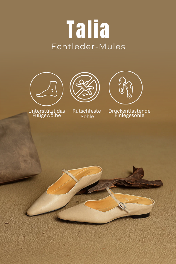 Spitze Damen Pantoletten mit Mary Jane Riemen. Modische flache Sommerschuhe, bequem & rutschfest.