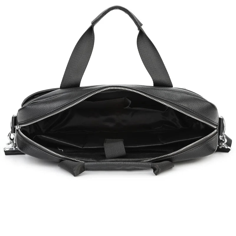Unisex-Businesstasche aus Leder im Vintage-Stil, als Aktentasche, Laptoptasche & Reisetasche geeignet.