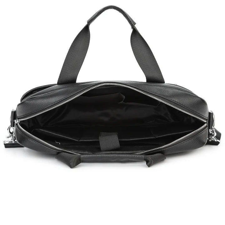 Unisex-Businesstasche aus Leder im Vintage-Stil, als Aktentasche, Laptoptasche & Reisetasche geeignet.