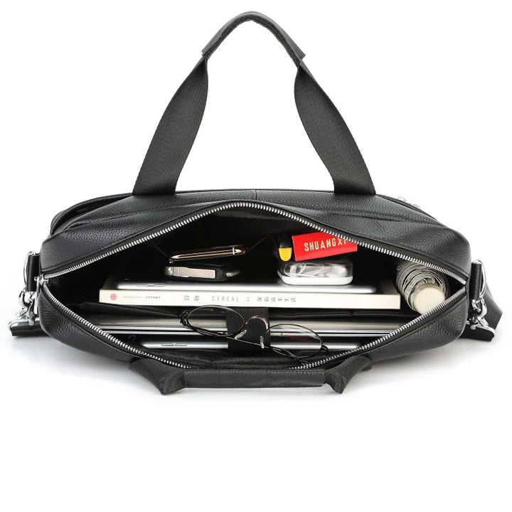 Vintage Leder-Aktentasche mit smarter Organisation, perfekte Bürotasche für wichtige Dokumente.