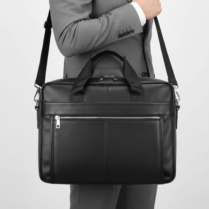 Zeitlose Vintage-Lederaktentasche, elegante Schultertasche für Business und Freizeit.