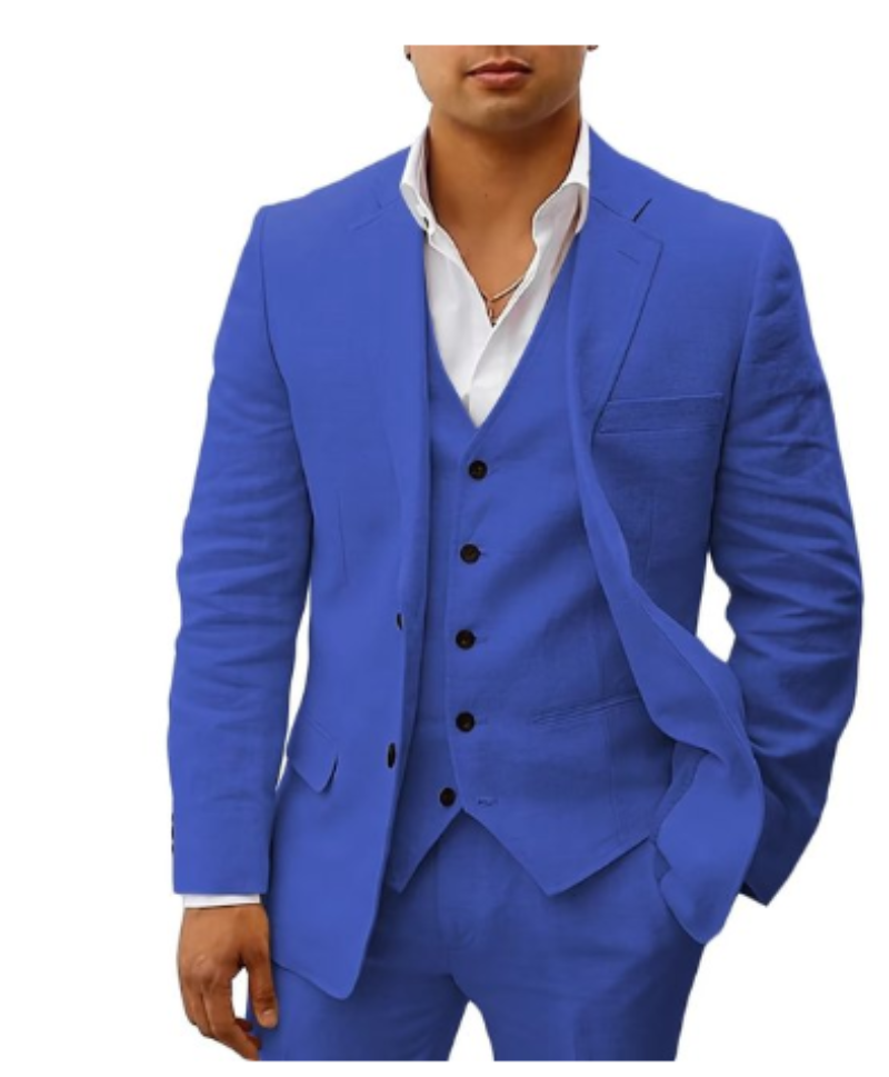 Atmungsaktiver 3-teiliger Herren-Sommeranzug für höchsten Komfort bei Hochzeiten, Events & sommerlichen Feiern.