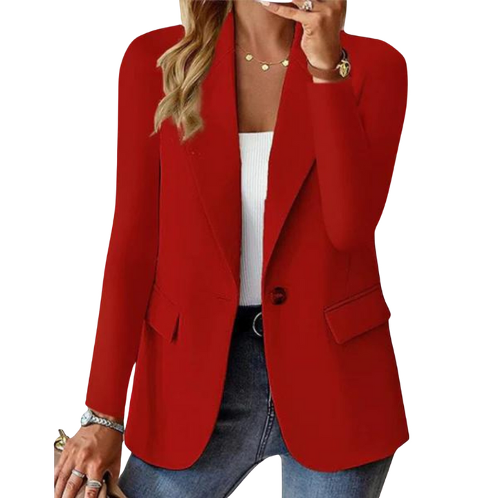 Stilvoller roter Damen Blazer mit einer eleganten Silhouette, bringt Farbe in jedes Business- oder Freizeit-Outfit.