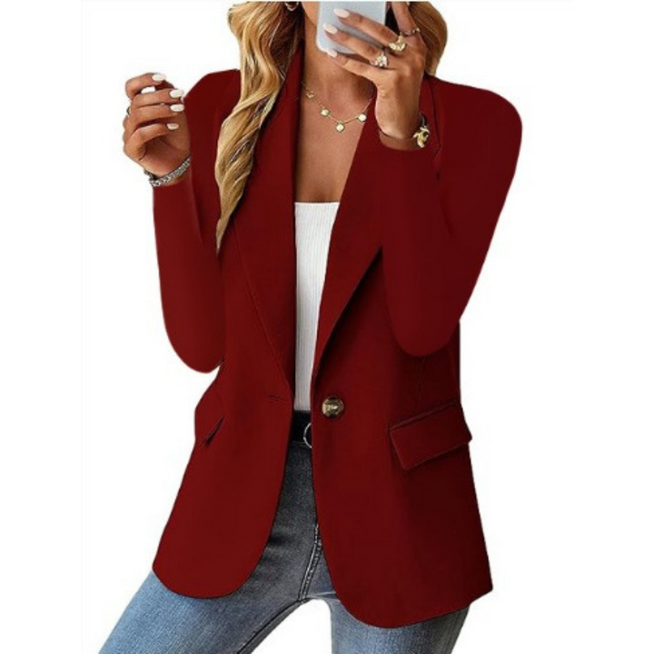 Femininer Damen Blazer in zartem Rosa, ideal für einen frischen Business-Look oder als modisches Statement.