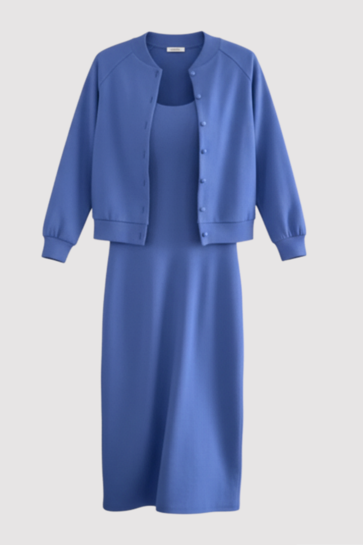 Eleganter Damen Midi Zweiteiler, bequem & stilvoll für Alltag, Freizeit & besondere Anlässe.