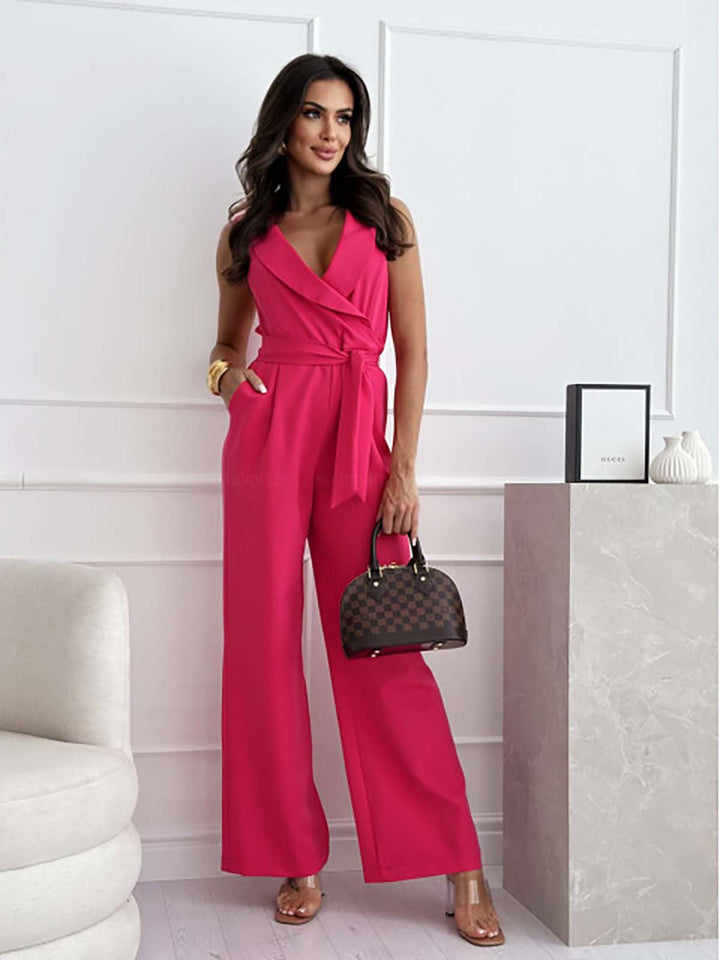 Modischer Damen-Overall: Langarm, weites Bein, perfekt für einen eleganten Abend-Look.