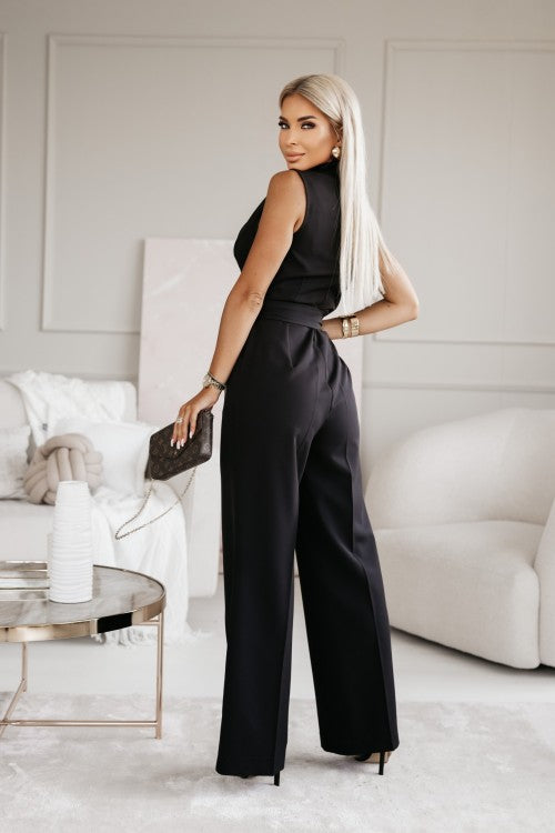 Vielseitiger Damen-Jumpsuit, Langarm, weites Bein, geeignet für Freizeit & Business.