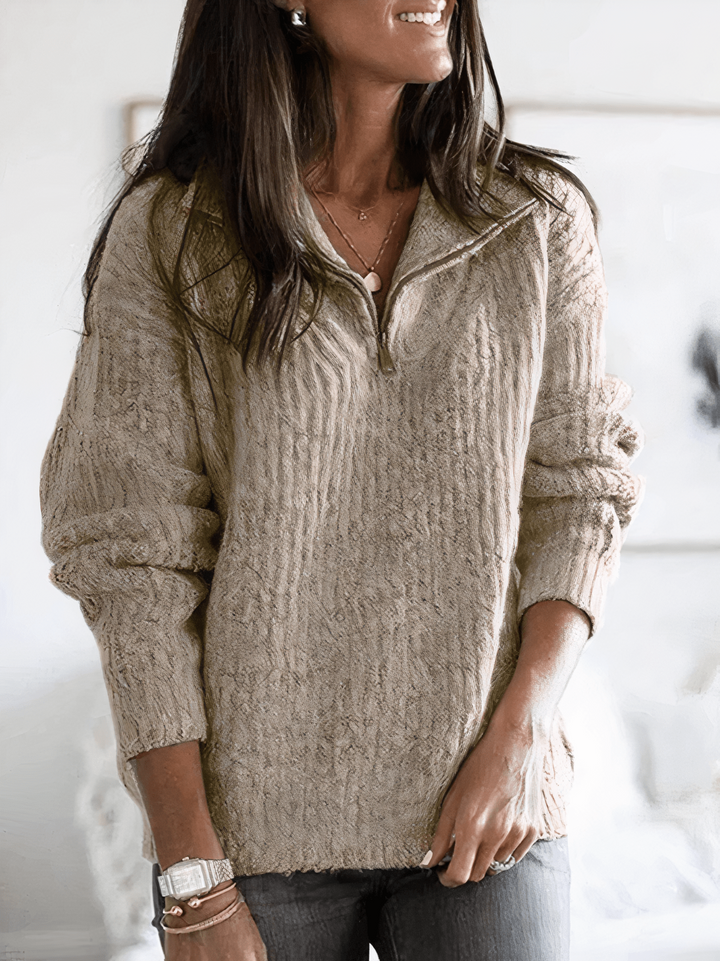 Modischer Damen Strickpullover, eleganter Basic-Style, vielseitig kombinierbar für einen stilvollen Auftritt.