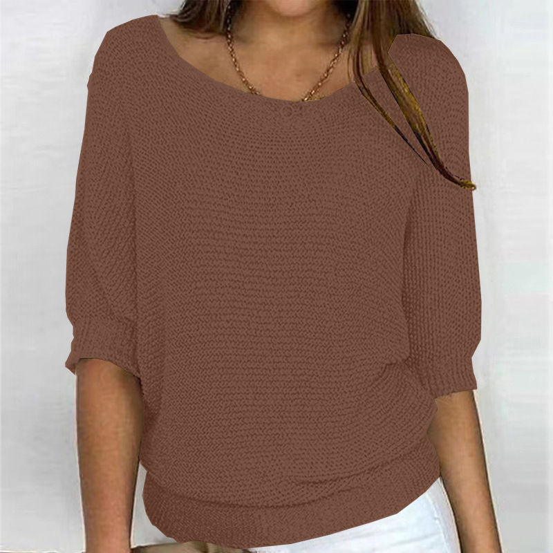 Damen Freizeitpullover, eleganter Rundhals-Schnitt. Weicher Langarm-Strickpullover, komfortabel und schick.
