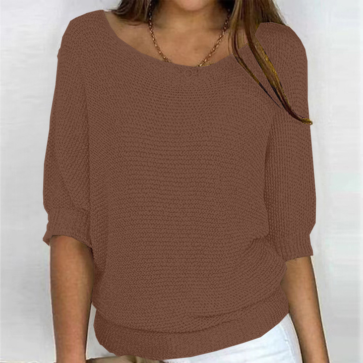 Damen Freizeitpullover, eleganter Rundhals-Schnitt. Weicher Langarm-Strickpullover, komfortabel und schick.