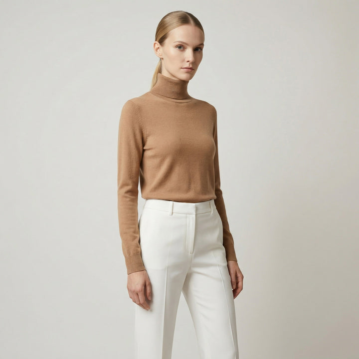 Stilvoller Damenpullover mit Rollkragen, langarm, für einen eleganten & warmen Winter-Look.