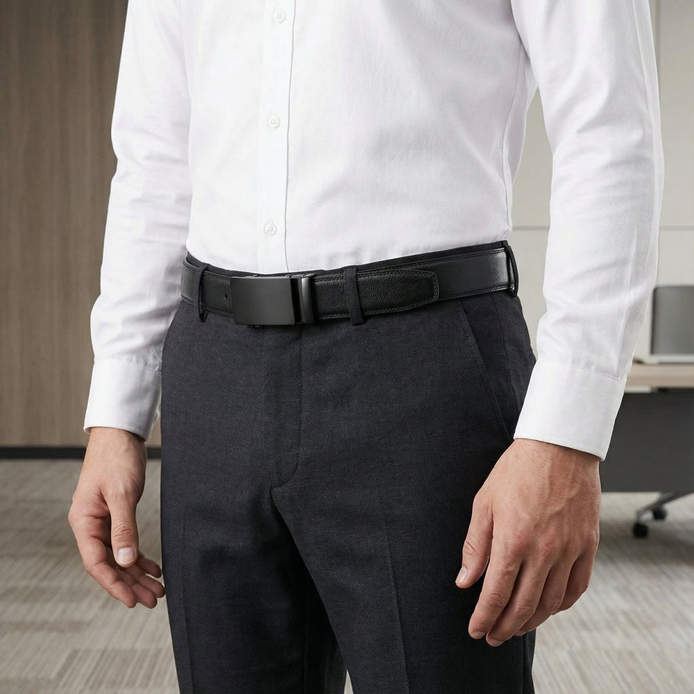 Modischer Business-Gürtel für Herren aus hochwertigem PU-Leder mit verstellbarer Metallschnalle, ideal für Anzüge.