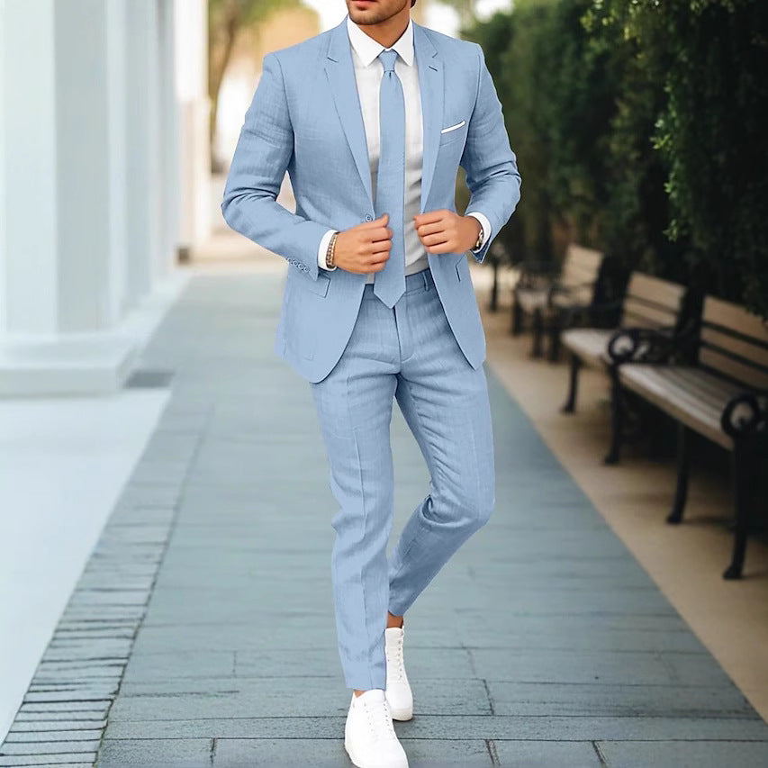 Stylischer Herren-Frühlingsanzug, eleganter Zweiteiler im modernen Schnitt. Perfekt für Business & Freizeit.