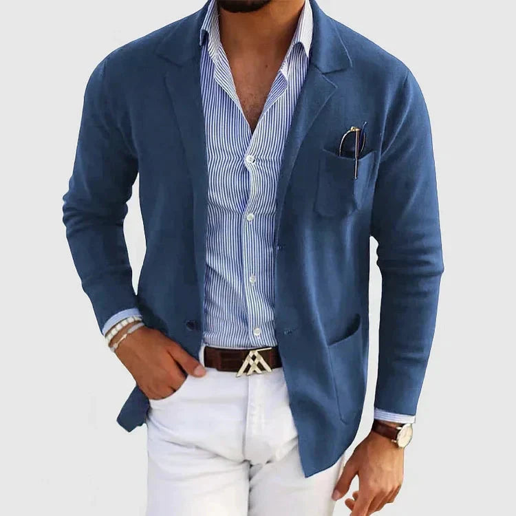 Eleganter Herrenblazer in Mehrfarbig, perfekt für stilvolle Anlässe und Business Casual Herrenmode.