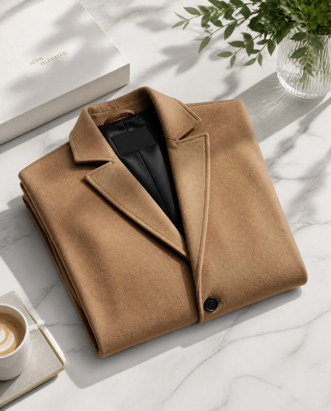 Eleganter blauer Herren Wintermantel, lang, schützt zuverlässig vor Kälte, zeitlose Oberbekleidung.