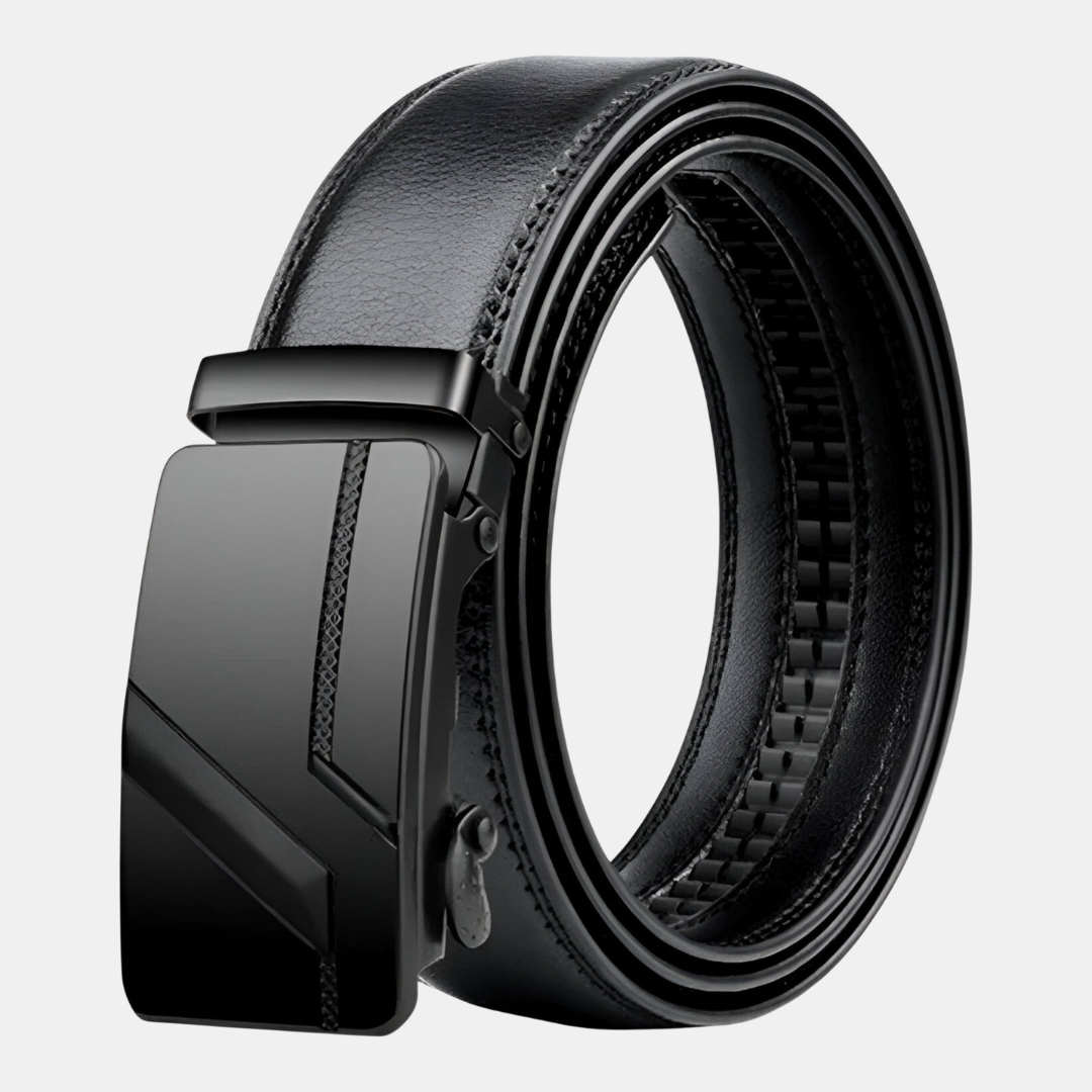 Eleganter schwarzer Herrengürtel mit automatischer Schnalle, verstellbar, ideal für Business & Casual Outfits.