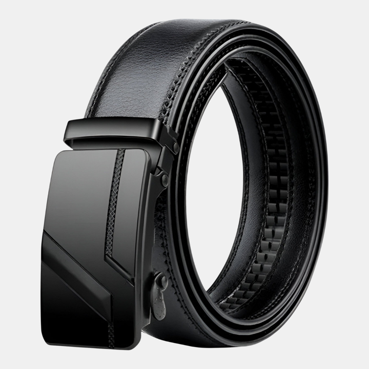 Eleganter schwarzer Herrengürtel mit automatischer Schnalle, verstellbar, ideal für Business & Casual Outfits.