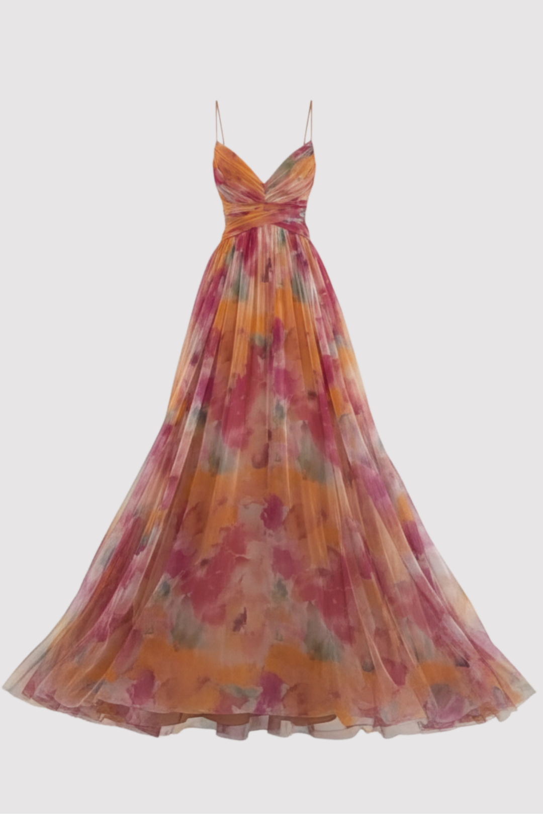 Elegantes Damen Abendkleid mit verdrehtem Oberteil, fließender Rock, ideal für festliche Anlässe wie Gala oder Ball.