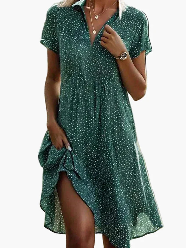 Elegantes Damen Hemdblusenkleid Midi in Rot für Sommer & Büro, klassisches Freizeitkleid mit Kurzarm.