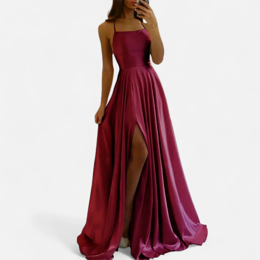 Elegantes Damen Maxi-Kleid mit Langarm für Herbst-Hochzeitsgäste, fließender Stoff, festlich und stilvoll.