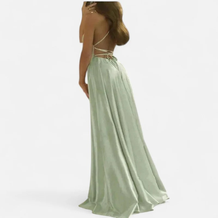 Stilvolles Damen Maxi-Kleid in Herbstfarbe, elegant, Langarm, ideal als Hochzeitsgast-Kleid oder Abendkleid.