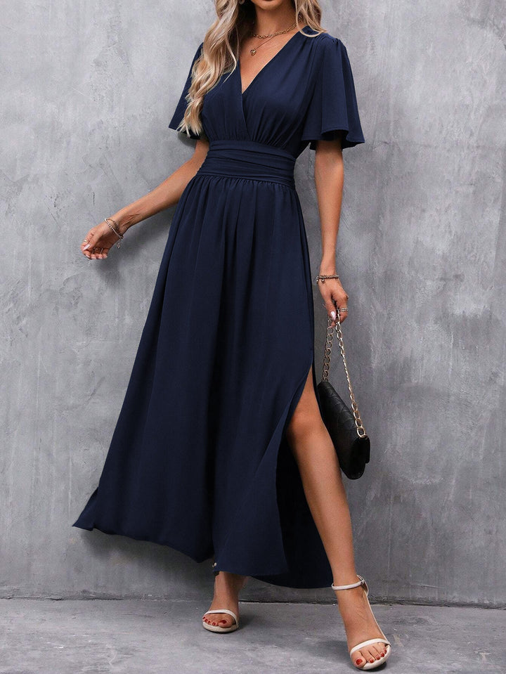 Modisches Frauenkleid, langes Wickelkleid, geeignet für festliche Events, Sommerpartys und als Abendkleid.