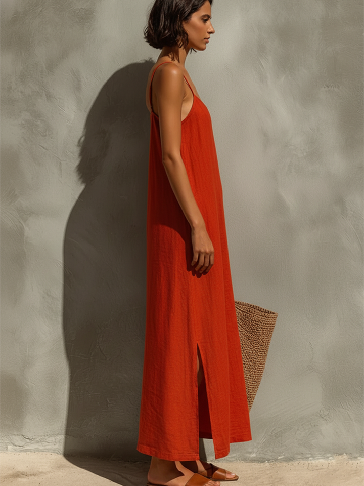 Trendiges Damen Maxikleid, elegant und luftig, ein Must-Have Spaghettiträger Sommerkleid für Damen.