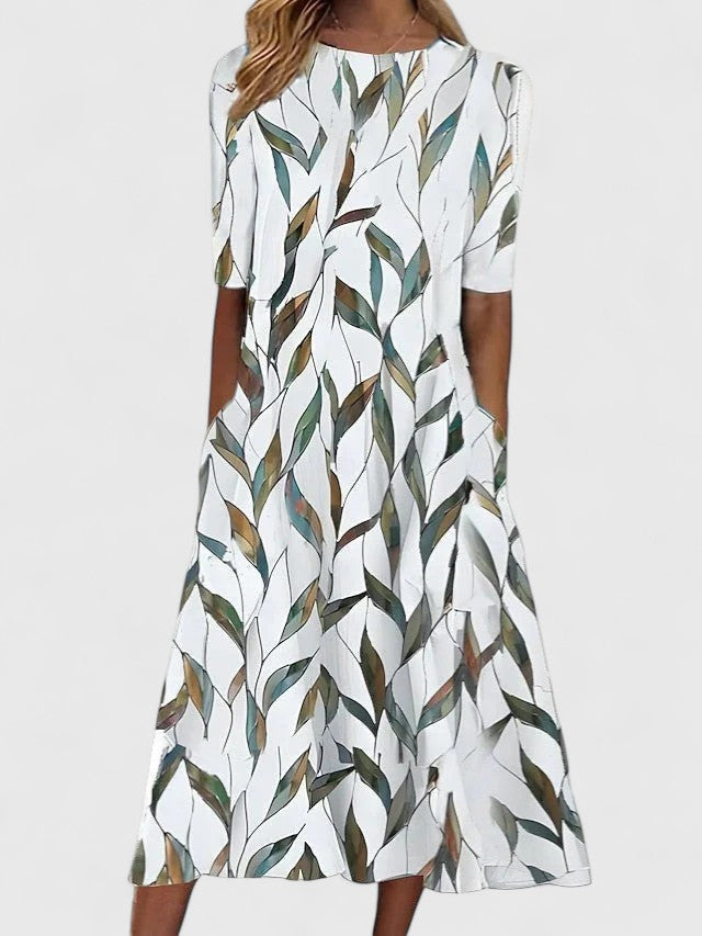 Modisches Damen Sommerkleid in Dunkelblau mit floralem Muster, ideal für Freizeit & Alltag, bequemer Regular Fit.