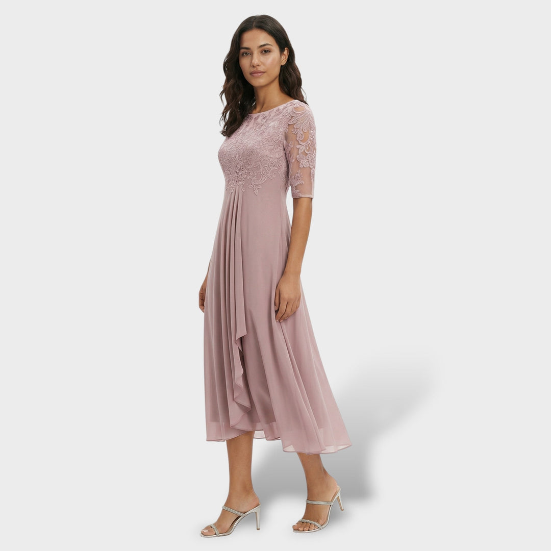 Vielseitiges Damen Midi Kleid, ideal für Alltag und festliche Anlässe.