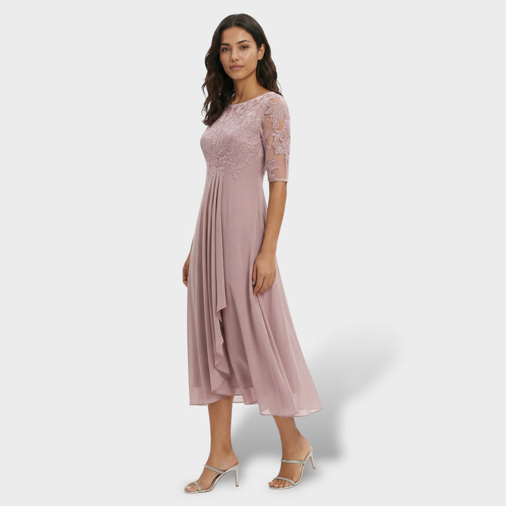 Vielseitiges Damen Midi Kleid, ideal für Alltag und festliche Anlässe.