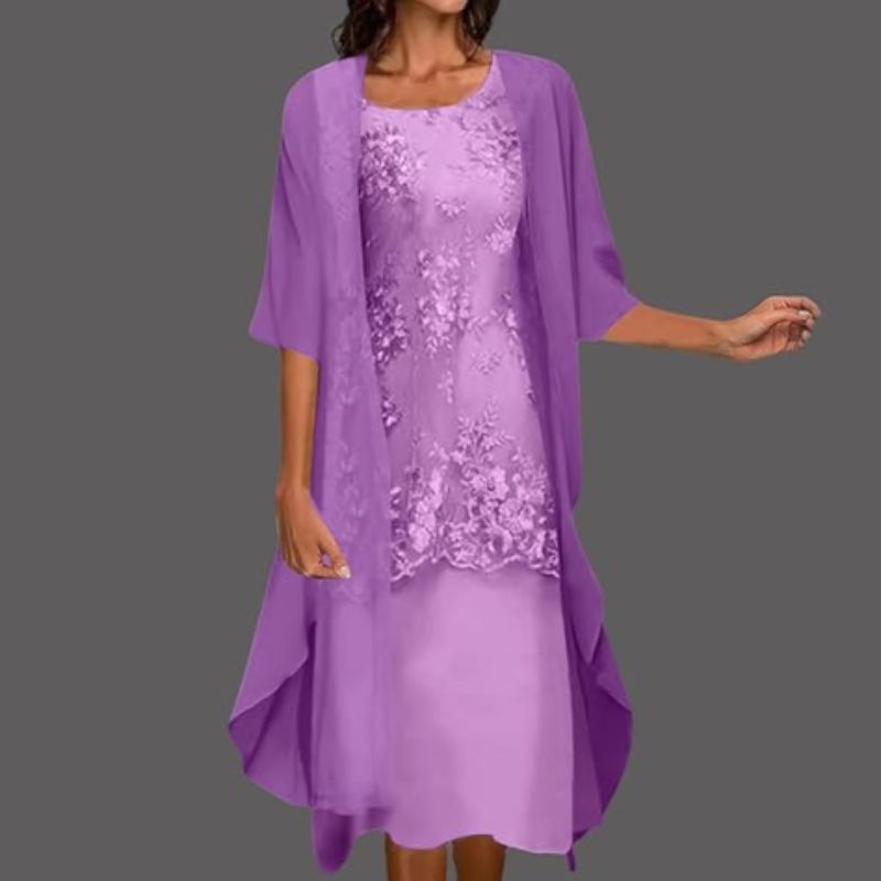 Stilvolles Damen Capekleid Midi mit eleganter Spitzen-Optik. Ein vielseitiges Relaxed Fit Cocktailkleid.