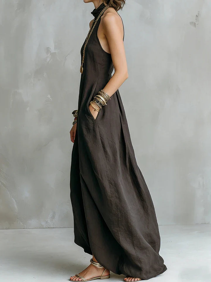 Damen Neckholder Maxikleid mit elegantem offenem Rücken, modisches Sommerkleid perfekt für besondere Events.